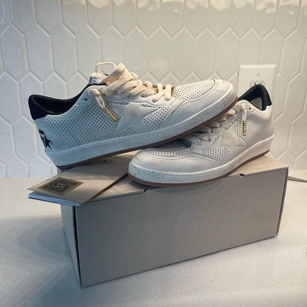 Golden Goose White and Black Star Sneakers